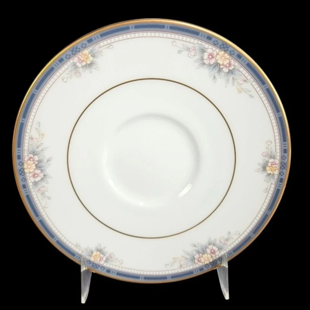 Noritake Ontario Saucers Set of 6 Blue Band Pink‎ Flowers 3763 Replacement